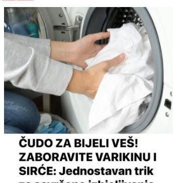 ČUDO ZA BIJELI VEŠ! ZABORAVITE VARIKINU I SIRĆE: Otkrivamo vam najjednostavniji trik za savršeno izbjeljivanje veša! (FOTO) ČUDO ZA BIJELI VEŠ! ZABORAVITE VARIKINU I SIRĆE: Otkrivamo vam najjednostavniji trik za savršeno izbjeljivanje veša! (FOTO) - featured image