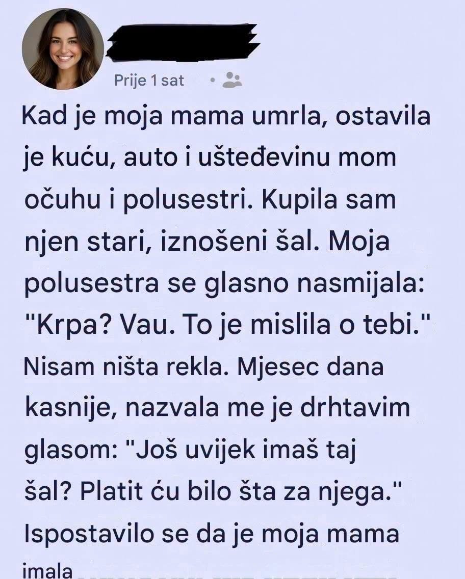 Naslijedila je samo stari šal nakon majčine smrti, a nekoliko sedmica kasnije jedan telefonski poziv promijenio je njen pogled na sve - featured image