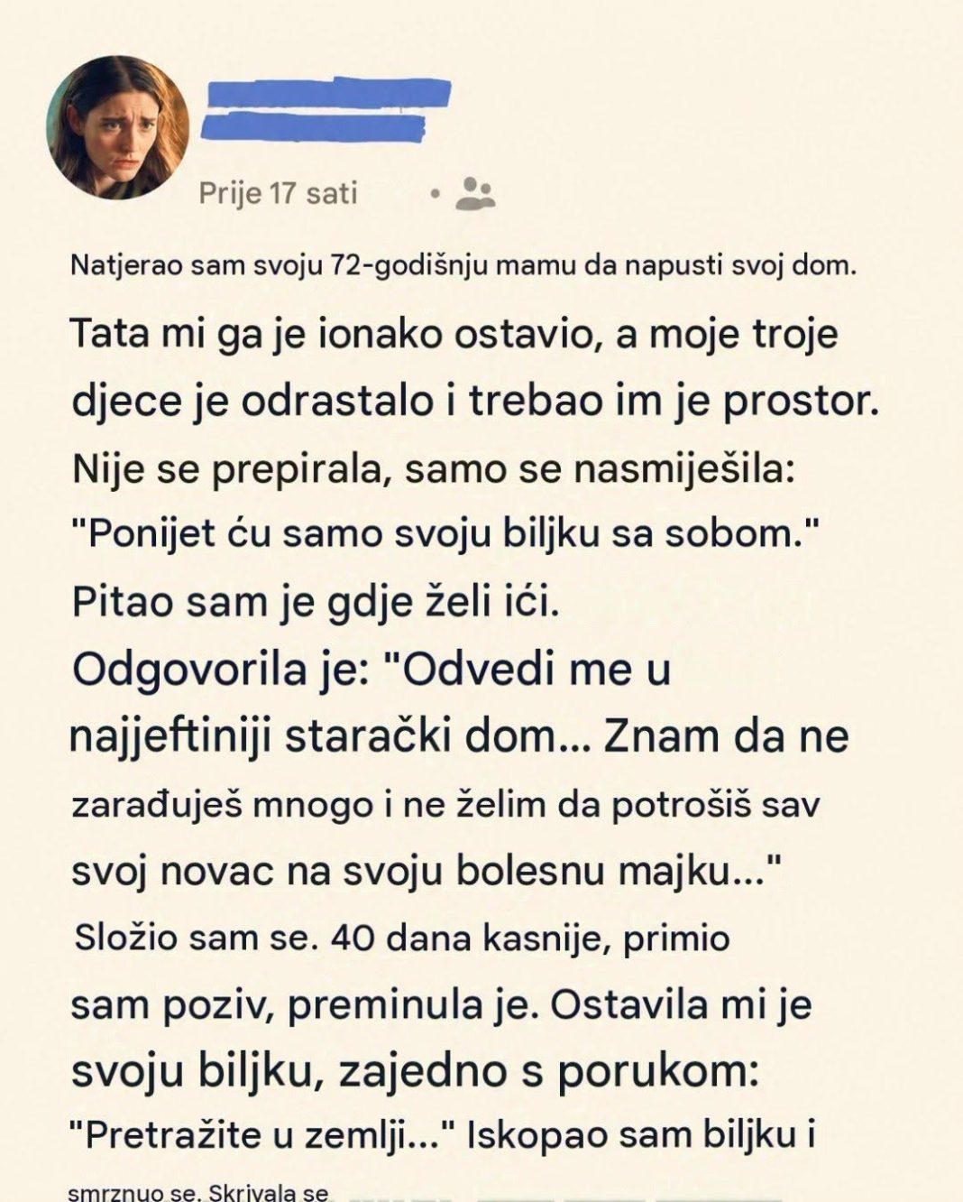 Nakon što sam bolesnu majku izbacio iz kuće, otkrio sam šta je sakrila u saksiji sa cvećem - featured image
