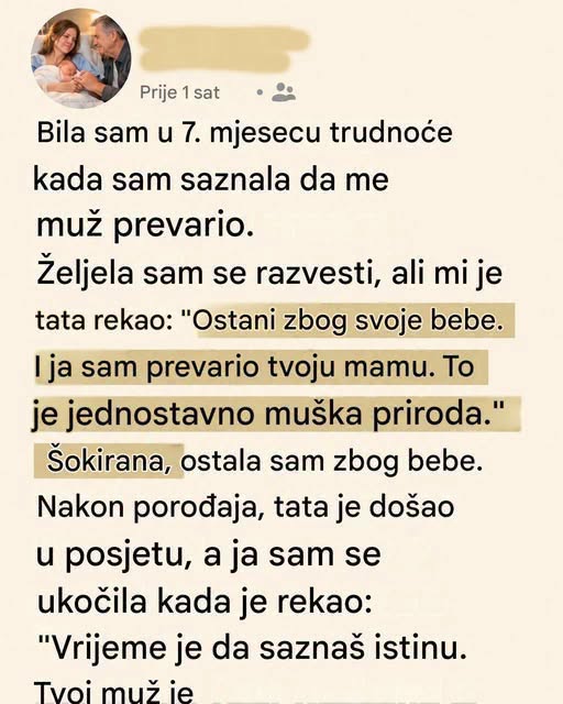 Otac je priznao da je prevario moju majku dok je bila trudna – istina koju sam saznala posle porođaja promenila je sve - featured image Otac je priznao da je prevario moju majku dok je bila trudna – istina koju sam saznala posle porođaja promenila je sve - featured image