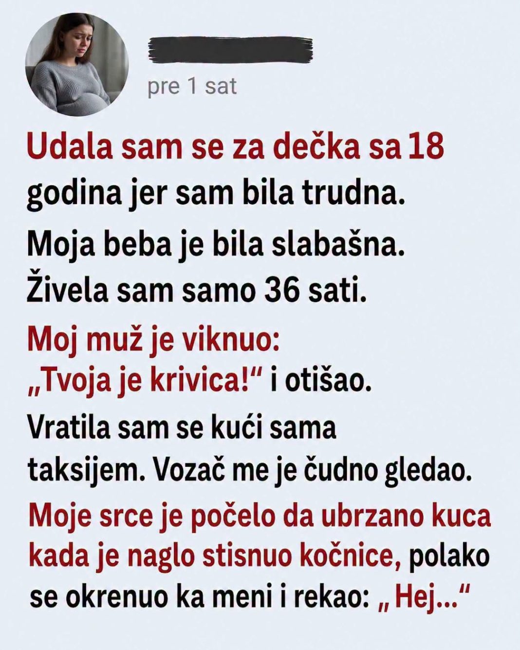 Udala se sa 18 zbog trudnoće, a onda doživjela najveći gubitak: Podršku je dobila od potpunog stranca - featured image Udala se sa 18 zbog trudnoće, a onda doživjela najveći gubitak: Podršku je dobila od potpunog stranca - featured image