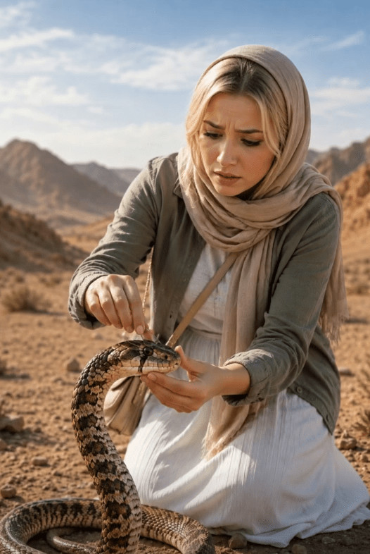 Mlada turistkinja spasavala je zmiju i izvukla duboko zabijen komad stakla iz njene glave. Ali kao odgovor, zmija je uradila nešto što je potpuno šokiralo mladu ženu… 😱 - featured image