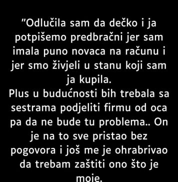 “Odlučila sam da dečko i ja potpišemo predbračni…” “Odlučila sam da dečko i ja potpišemo predbračni…” - featured image